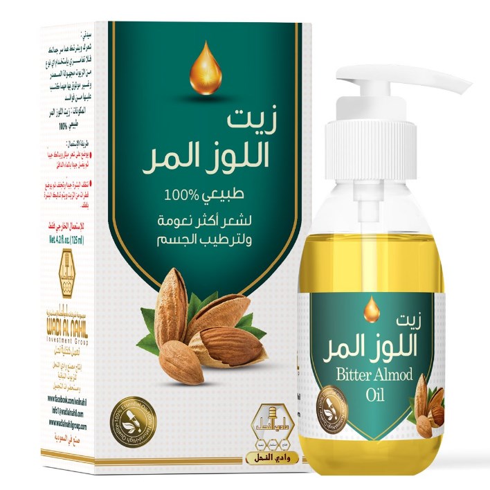 وادي النحل زيت اللوز المر للجسم والشعر 125مل WADI AL