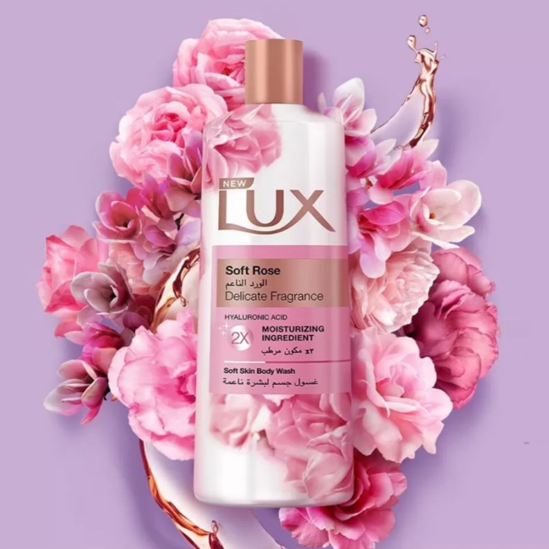 Lux Shower Gel Soft Rose 250ml + Puff