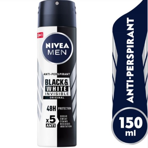 Nivea, Deodorant Spray Invisible Black White For Men - 150 Ml