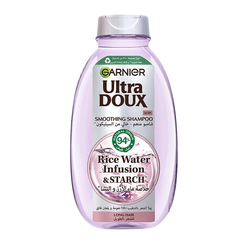 غارنيه الترا دوكس شامبو للمعان الشعر بخلاصة ماء الأرز والنشا 400 مل