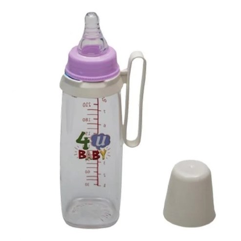 4U Baby Glass Feeding Bottle 240 ml with hand