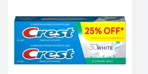 Crest 3D White Extreme Mint Whitening Toothpaste 125 ml